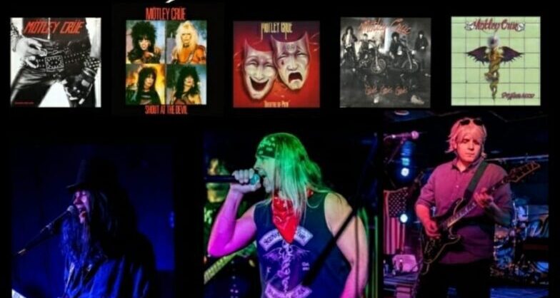 Motley Crue tribute band performance collage.