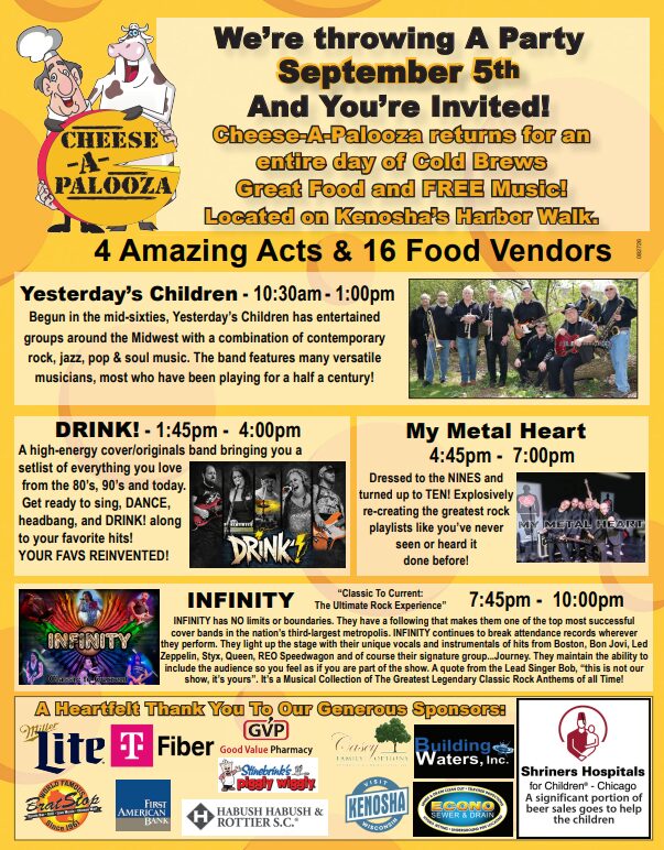 Cheese-A-Palooza event flyer with music details.